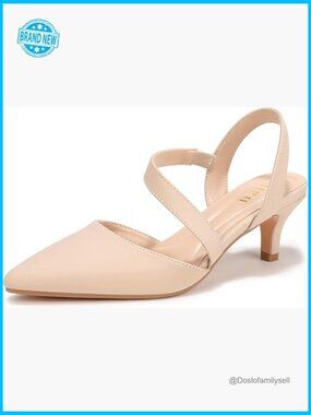 Closed Toe Kitten Heel Slingback Pumps Dressy Comfortable Work Wedding Shoes